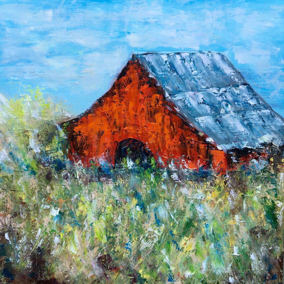 Old Red Barn 20x20 by Emma Bell