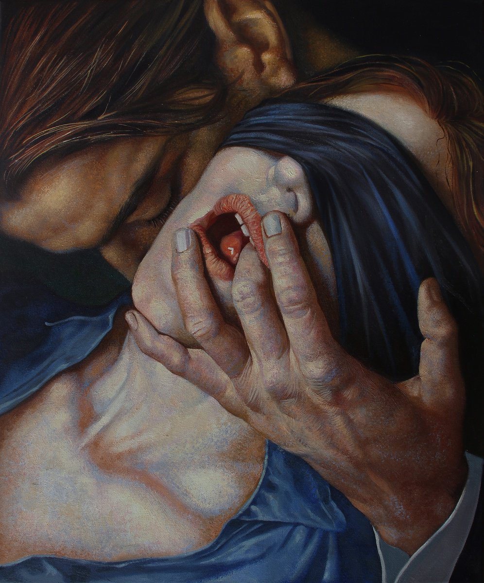 Photorealistic Portrait Oil Painting By Yaroslav Kurbanov, 22 X 26", Passion, Original Artwork