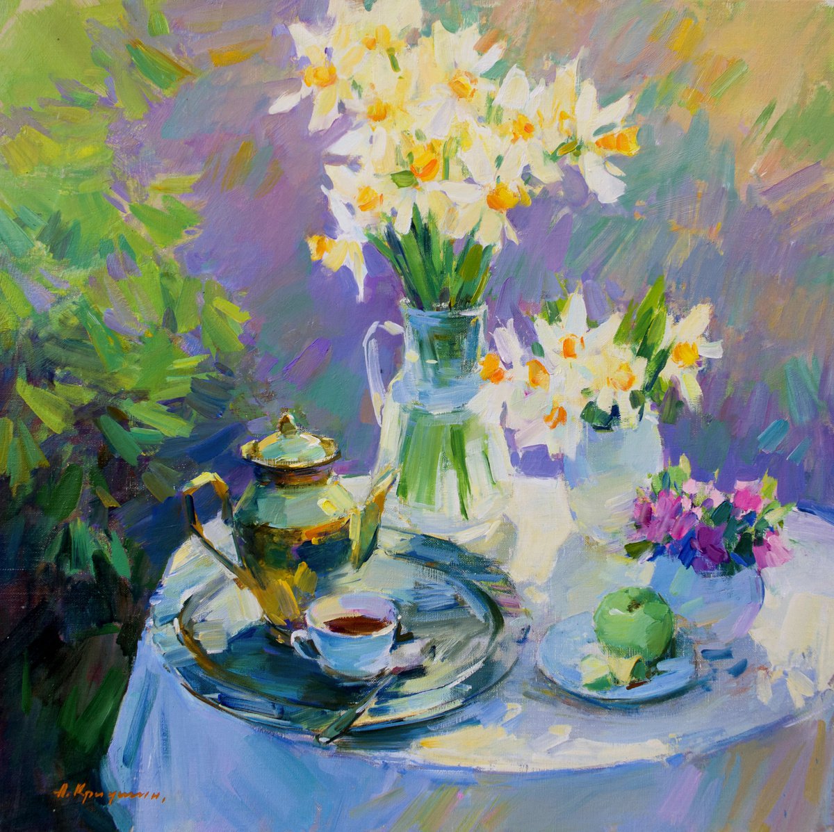 Still Life With Daffodils By Aleksandr Kryushyn, 28 X 28, Artwork For Sale On Artfinder