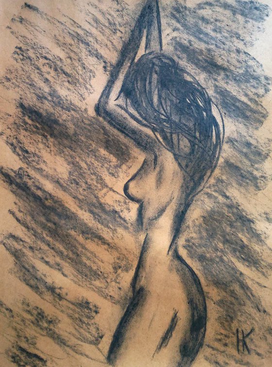 Female Nude Charcoal Art