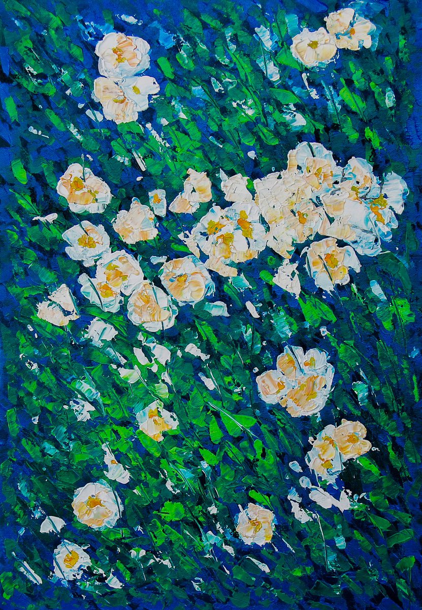 Abstract Still Life Acrylic Painting By Artist Gurdish Pannu, 18 X 26, Flowers Wall Painting, Original Artwork