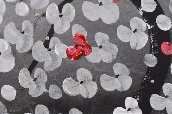 Dark Cherries  acrylic abstract painting cherry blossoms nature painting framed canvas wall art