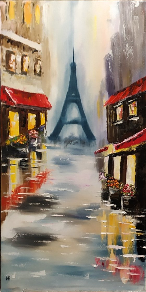 Paris and New  York, original cities oil painting, Comission for Paul