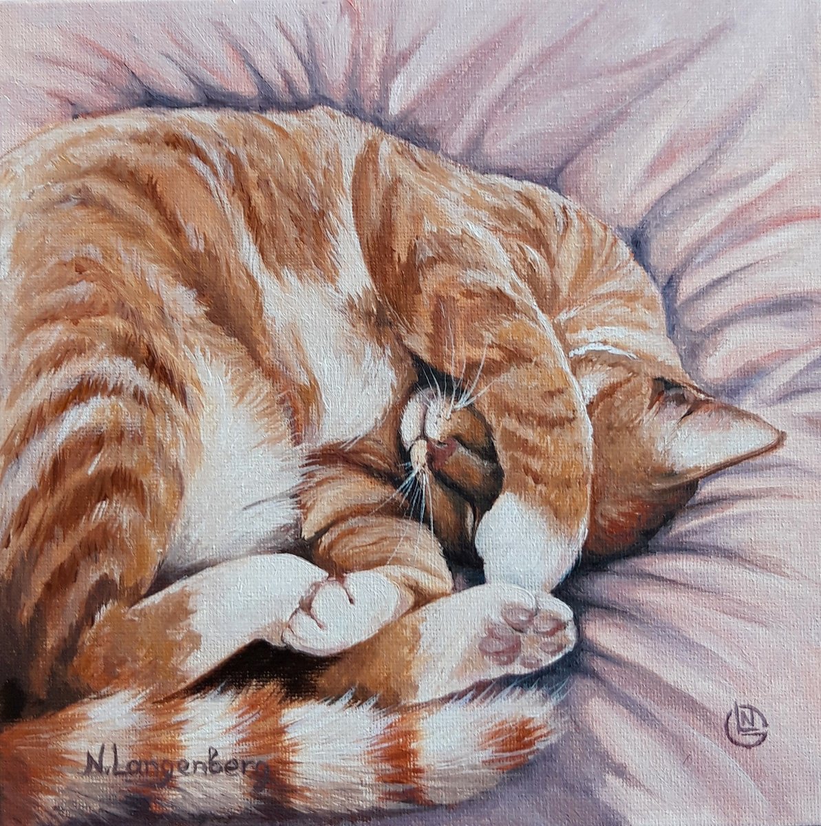 Sleeping Kitty Red Cat Animals by Natalia Langenberg