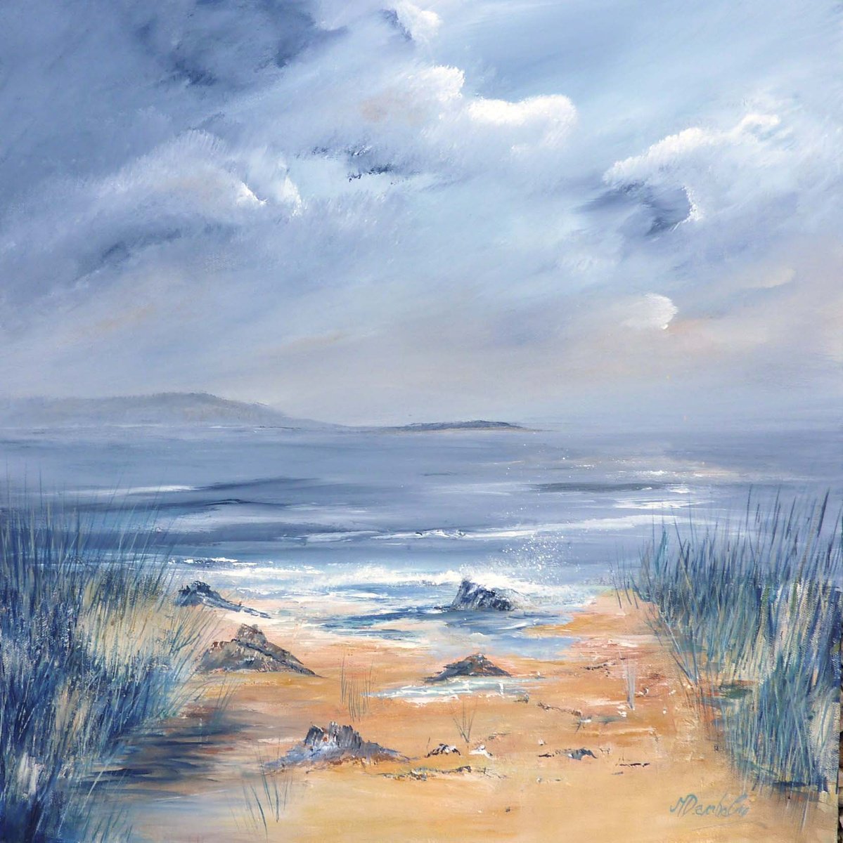 Impressionistic Landscape Acrylic Painting By Margaret Denholm, 20 X 20", Whispers Of The Dunes, Original Artwork