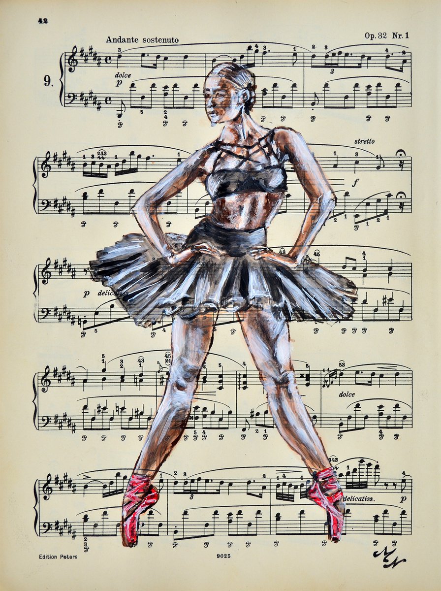 Ballerina XXXIV- Vintage Music Page, GIFT idea by Misty Lady - M. Nierobisz