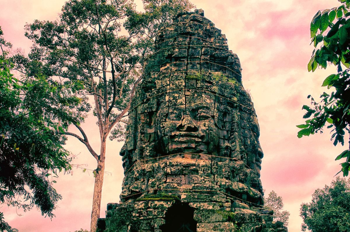 Impressionistic Cityscapes Photograph By Marc Ehrenbold, 40 X 30", Siem Reap Statue, Original Artwork