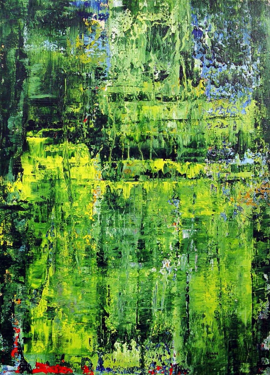 Expressive Abstract Acrylic Painting By Radek Smach, 20 X 28", Virgin Forest - Zb351, Original Artwork