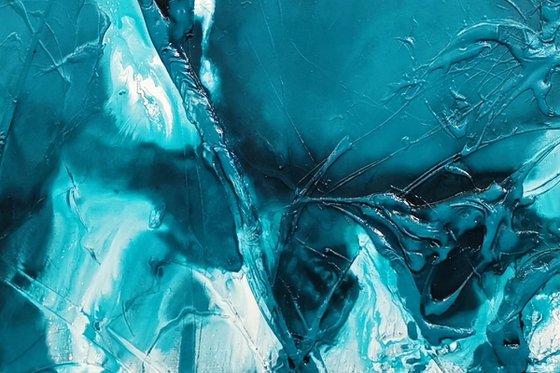 Oceans Rapture 190cm x 100cm Turquoise Textured Abstract Art