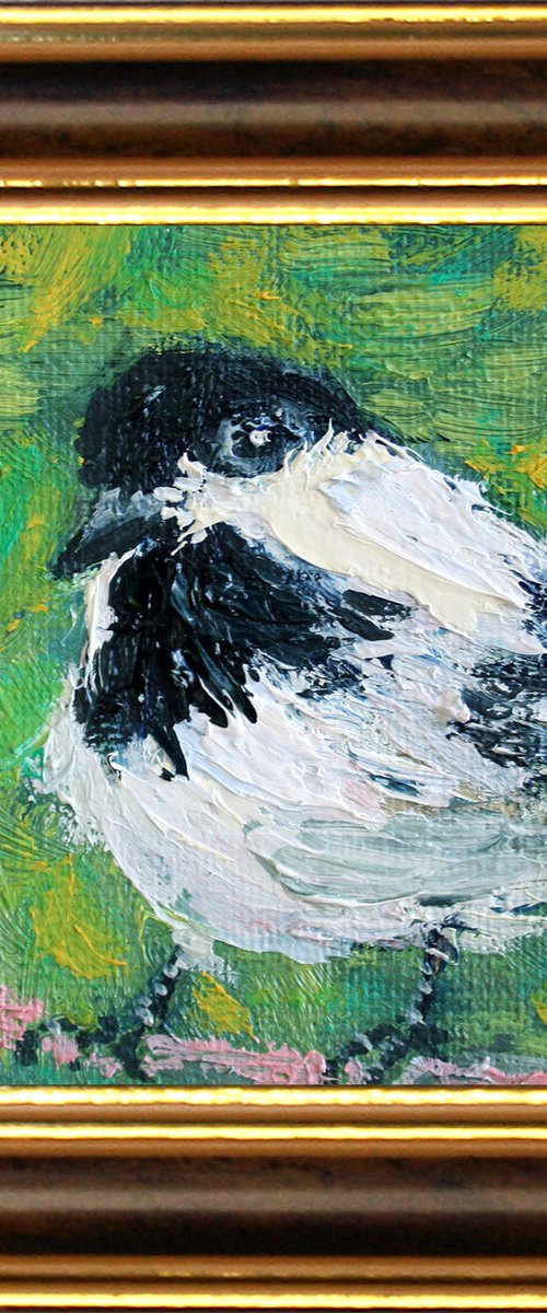 BIRD #4 FRAMED / FROM MY A SERIES OF MINI WORKS BIRDS / ORIGINAL PAINTING by Salana Art Gallery