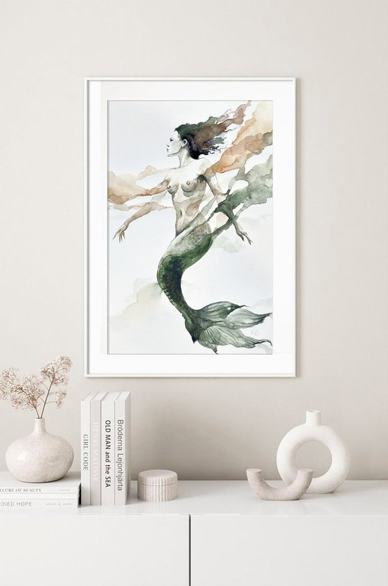 Ethereal Green Abstract Mermaid
