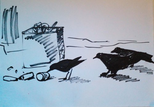 Lifesrtyle sketches: crow's game by Oxana Raduga