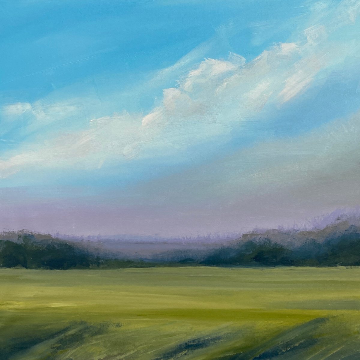 Impressionistic Landscape Acrylic Painting By Helen Mount, 24 X 24, Breathe Slowly/17, Original Artwork