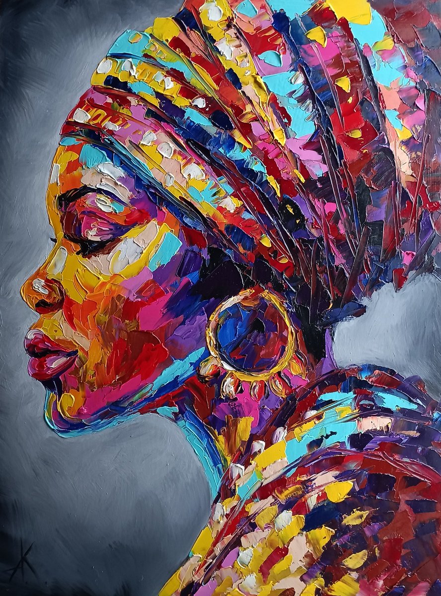 Impressionistic Portrait Oil Painting By Anastasia Kozorez, 12 X 16, Queen Of The Savanna, Original Artwork