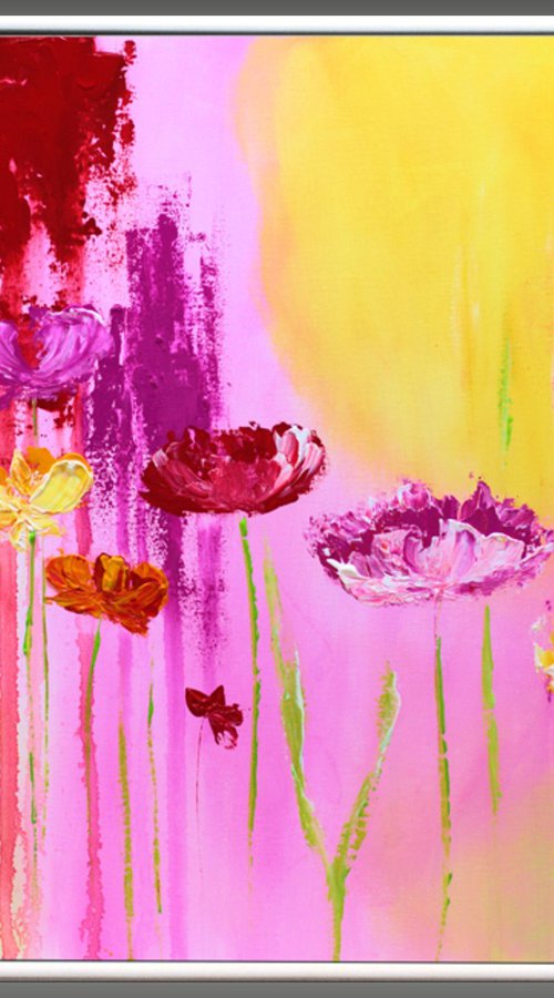 Summer Beauties  - Abstract Art - Acrylic Painting - Canvas Art - Framed Painting - Abstract Painting - Ready to Hang by Edelgard Schroer