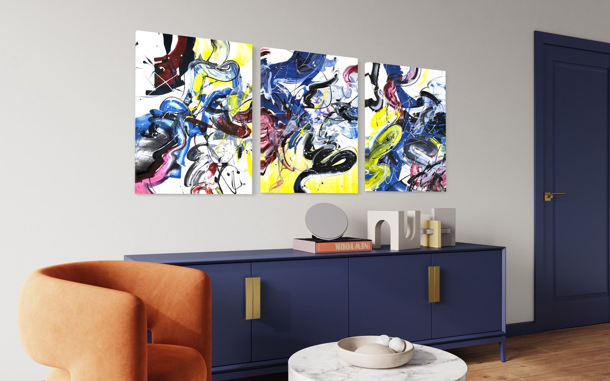 Abstract art, triptych Rhapsody. by Makarova Abstract Art