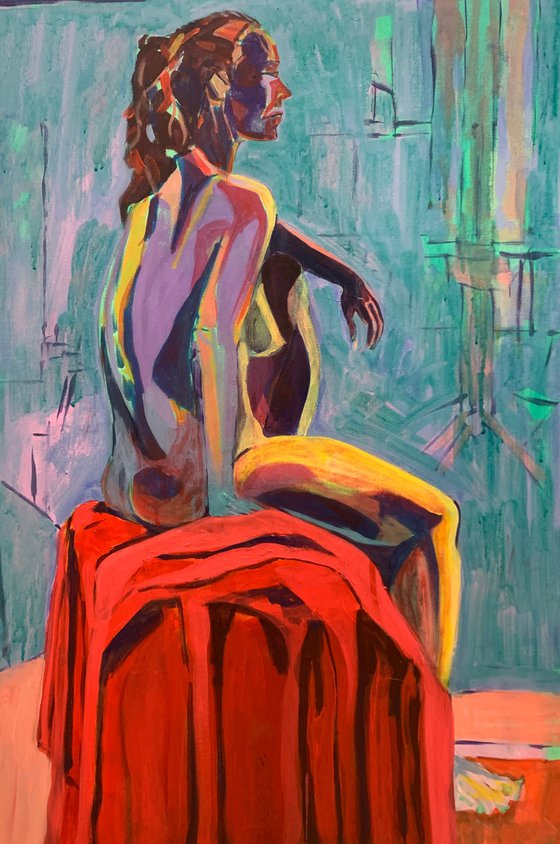 Nude in a green room