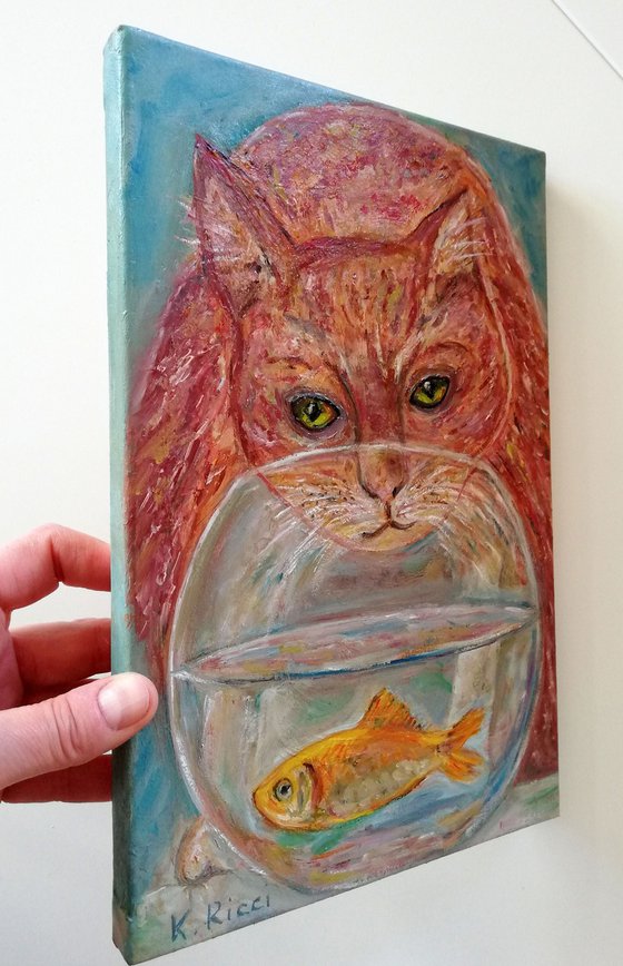 Ginger Cat with Red Fish