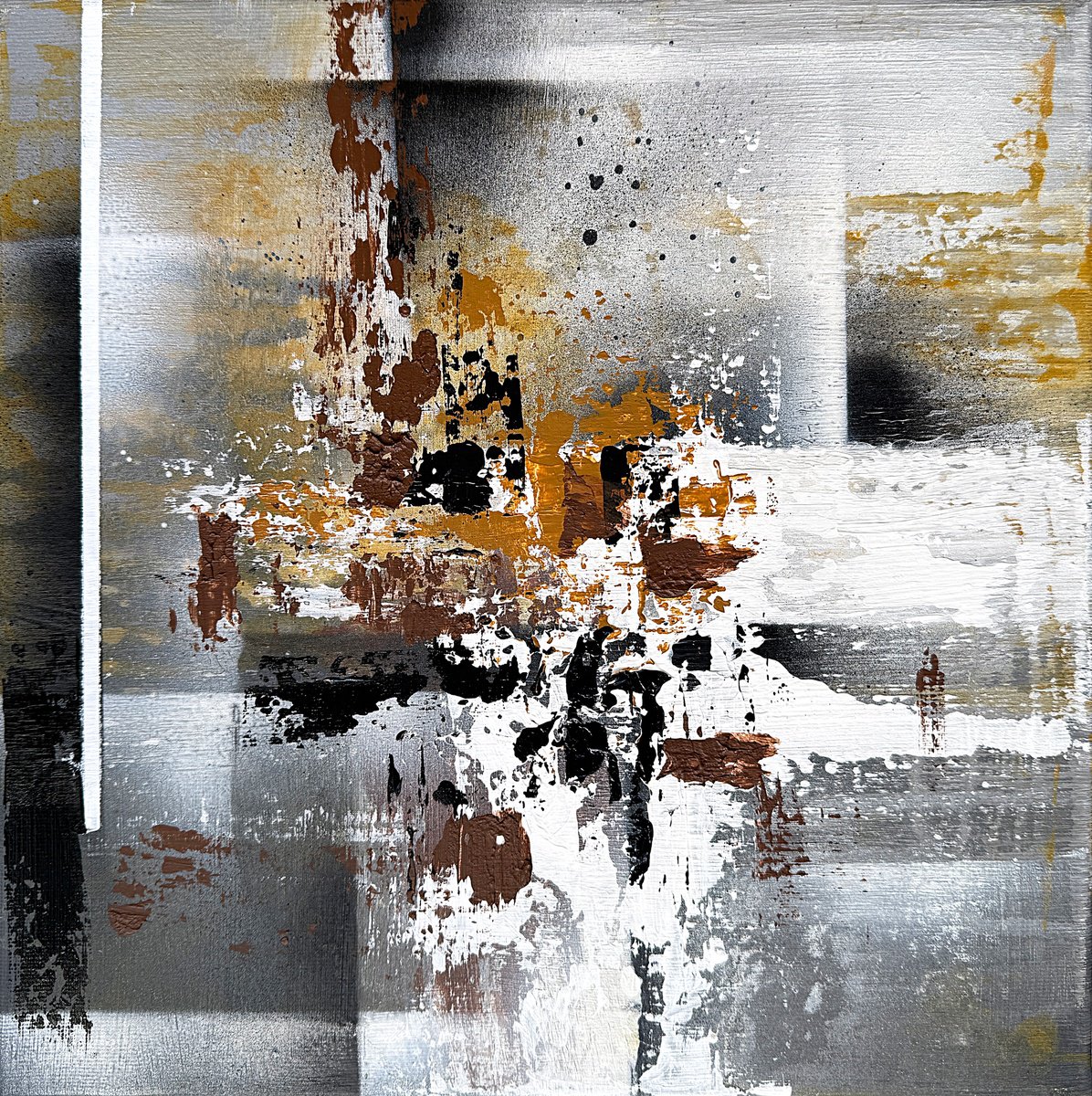 Geometric Abstract Acrylic Painting By Tatiana Malinovscaia, 14 X 14", Fragments Of Time, Original Artwork