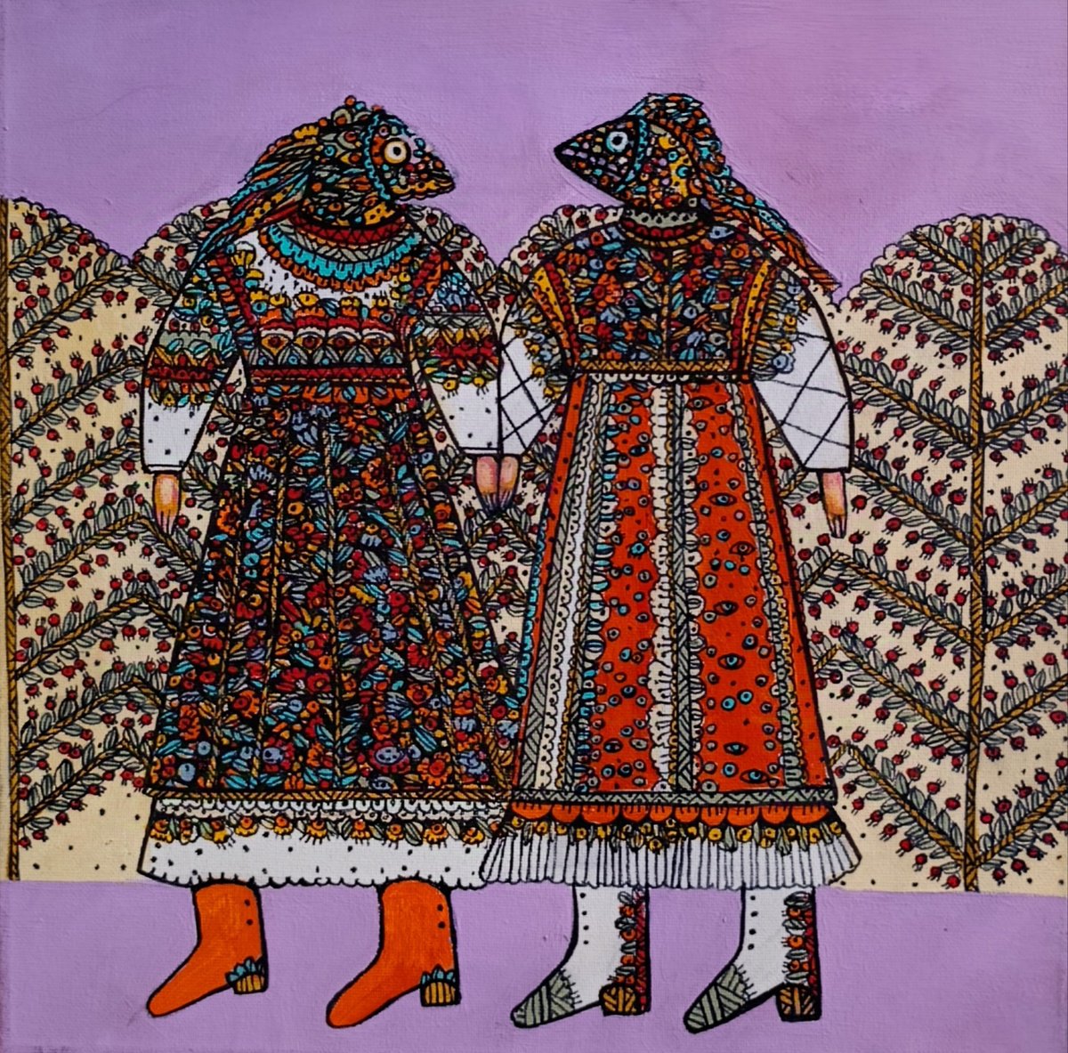 Impressionistic Animal Acrylic Painting By Tetiana Osadchuk, 12 X 12", I Am With You!, Original Artwork