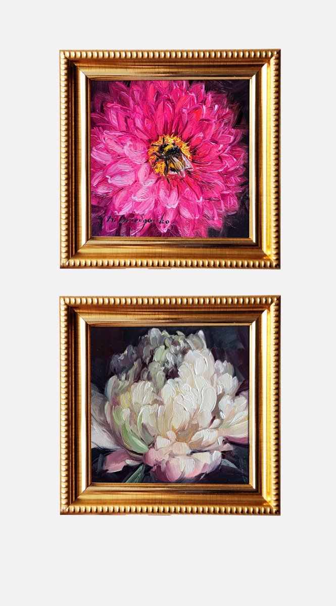 Peony Dahlia By Nataly Derevyanko, 5 X 5, Artwork For Sale On Artfinder
