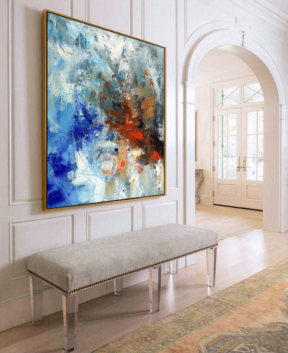 Abstract Oil Painting By Hugh Abernethy, 36 X 36, Ore, Original Artwork