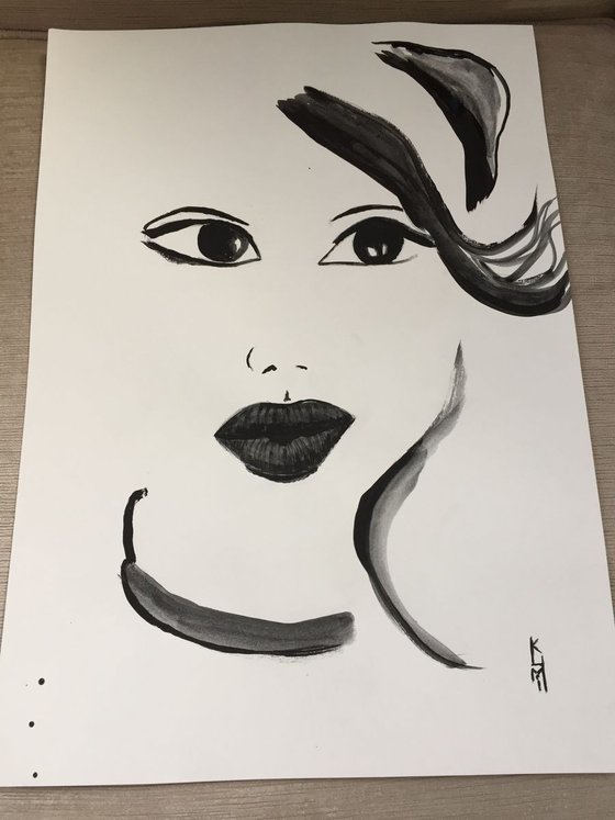 Face Black and White Collection Part I Acrylic Painting on Paper Fine Art Buy Art Online UK Art Gift Ideas People Art
