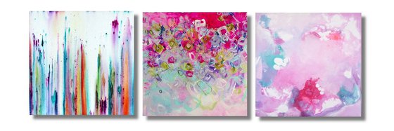 "Everything To Me" Triptych sold together as set by "Three Artfinder Artists" as donation to Dr's Without Borders.