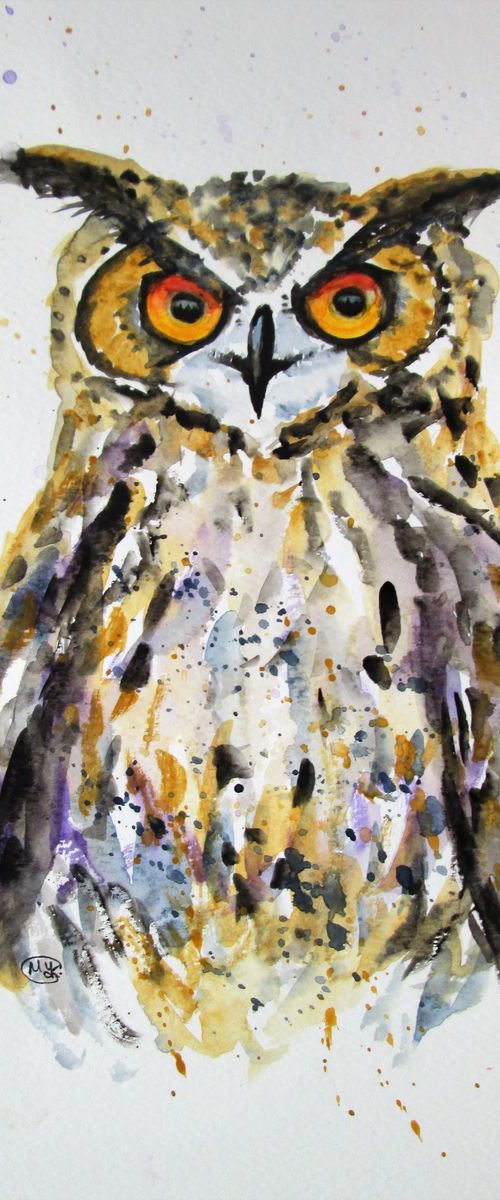 Owl portait by MARJANSART