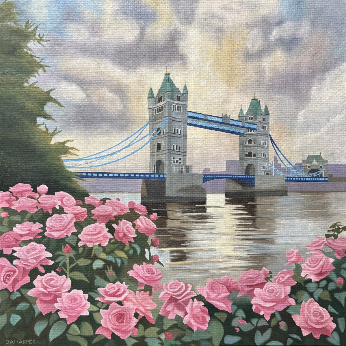 Tower Bridge With Roses by Jill Ann Harper