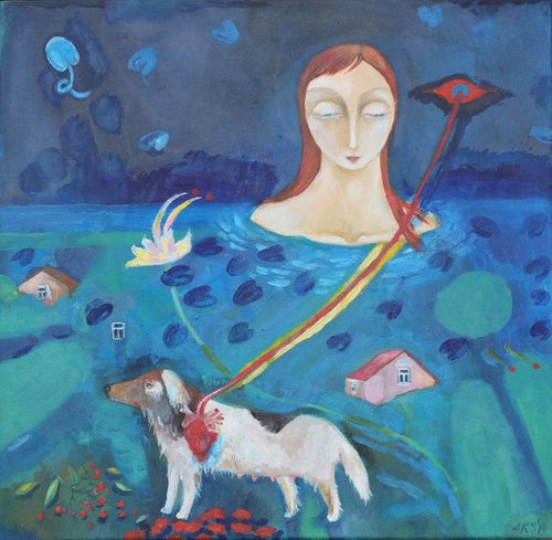 Walking with dog by Aurelija Kairyte-Smolianskiene