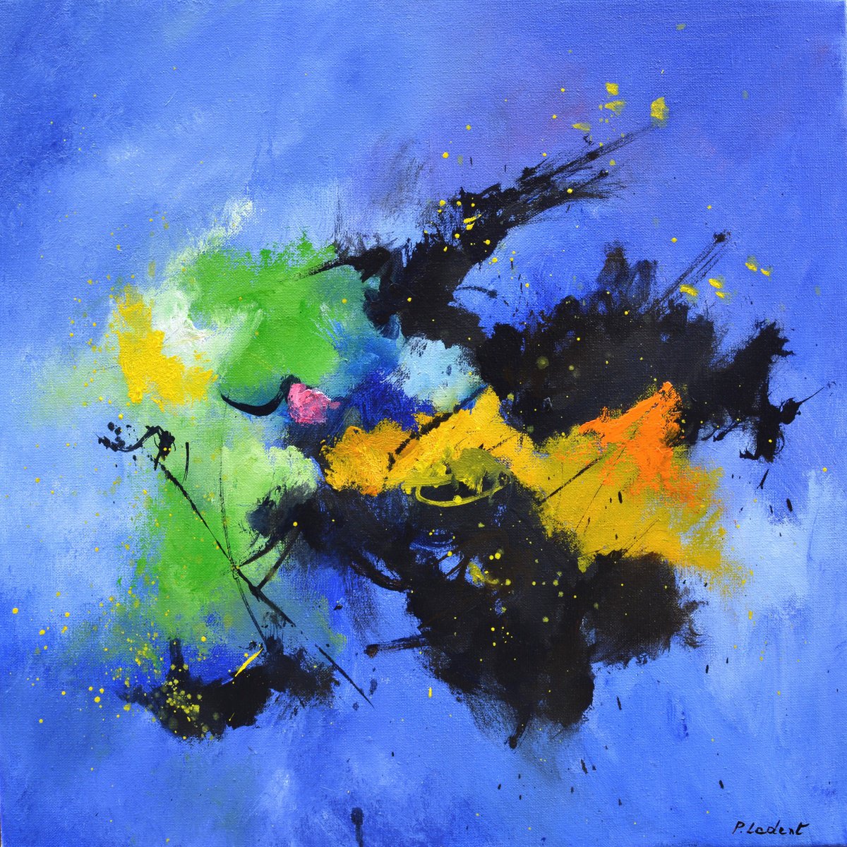 Abstract Oil Painting By Pol Henry Ledent, 20 X 20", Conversation With A Cloud, Original Artwork