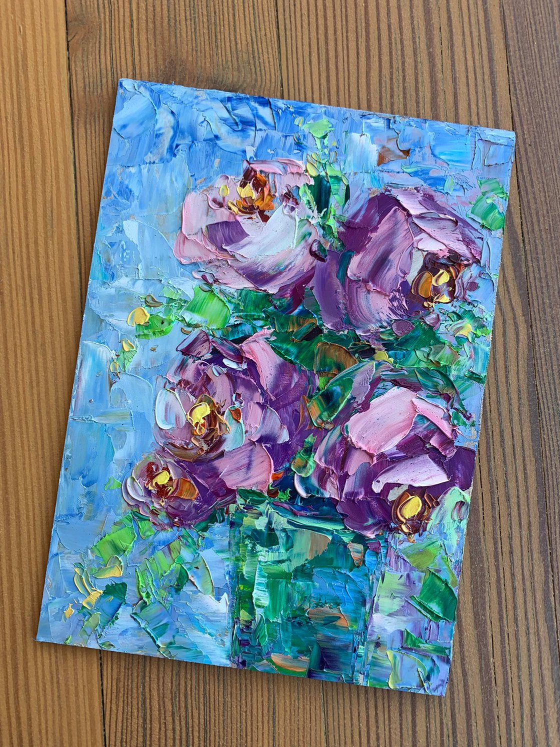 Summer bright bunch of flowers Oil painting by Kseniya Kovalenko 