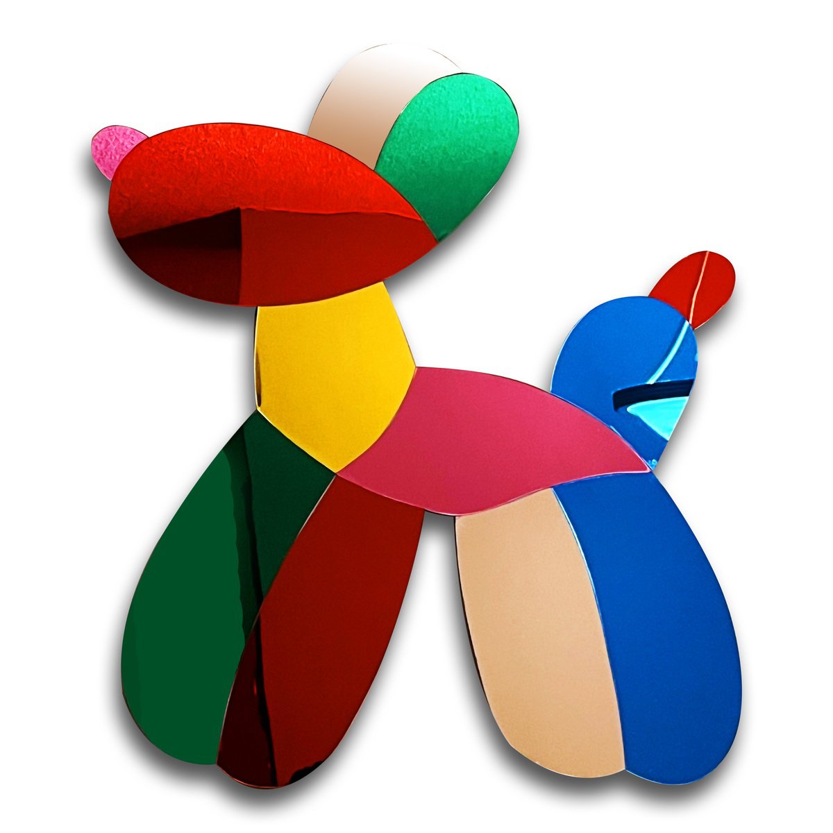 Geometric Abstract Collage By Dong Su, 19 X 24, Dog, Original Artwork