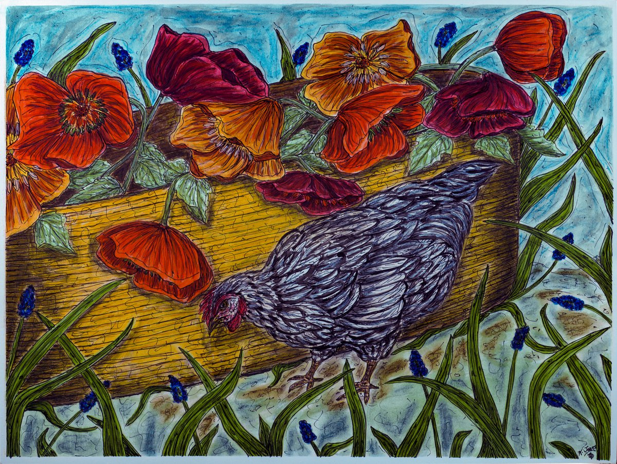 Impressionistic Animal Watercolour By Kim Jones Miller, 24 X 18", Breakfast Time, Original Artwork