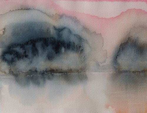 The lake 2 - SMALL SIZE WATERCOLOR  22,5X30cm by Fabienne Monestier