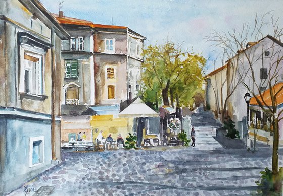 COBBLESTONE STREET /39.5 x 28 cm