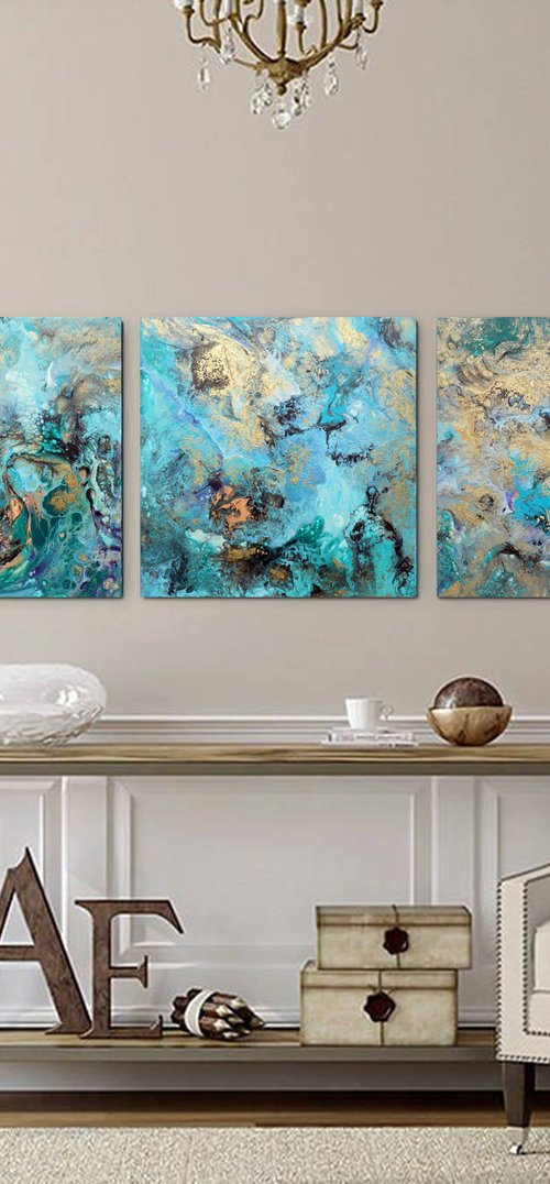 Abstract triptych by Areti Ampi