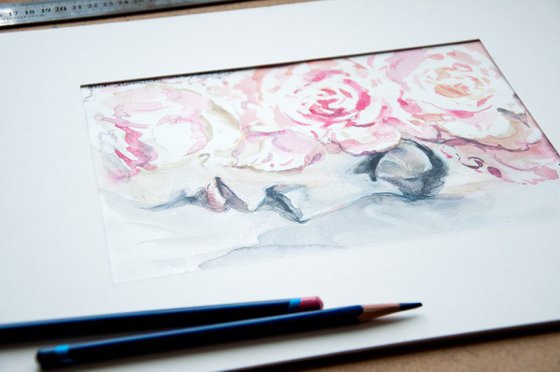 "In roses"  READY FOR EASY FRAMING BY YOURSELF