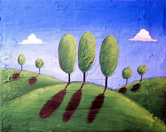 landscape original tree impasto texure modern painting art canvas - Return to Eden- abstract painting tree of life