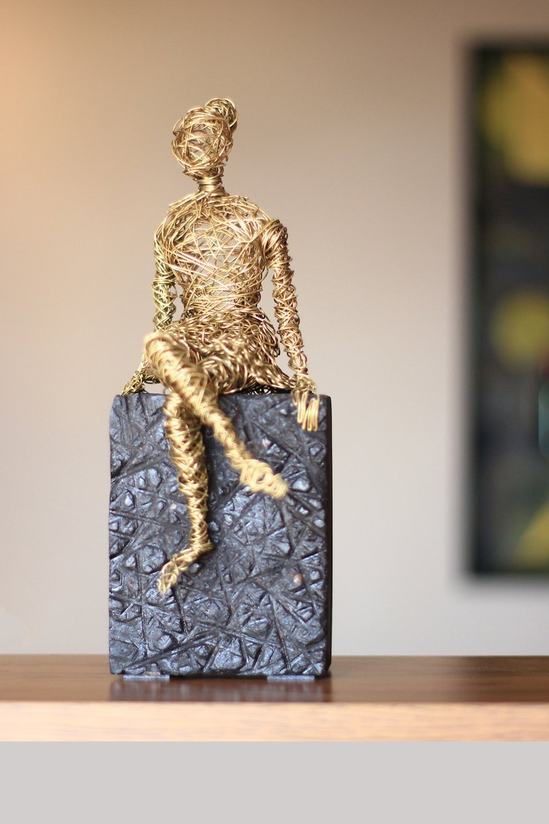 Abstract Portrait Sculpture By Karen Axikyan, 4 X 11", Expectations, Original Artwork