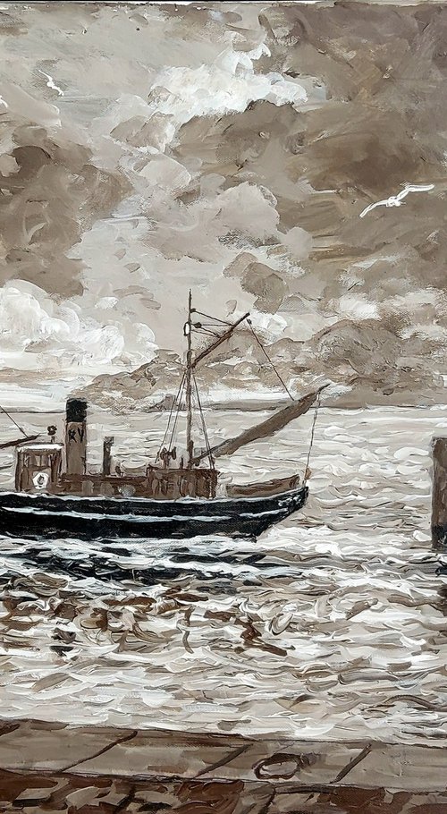 steam drifter leaving anstruther harbour by Colin Ross Jack