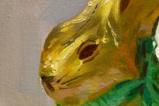 Golden Bunny 3 - Original Oil Painting