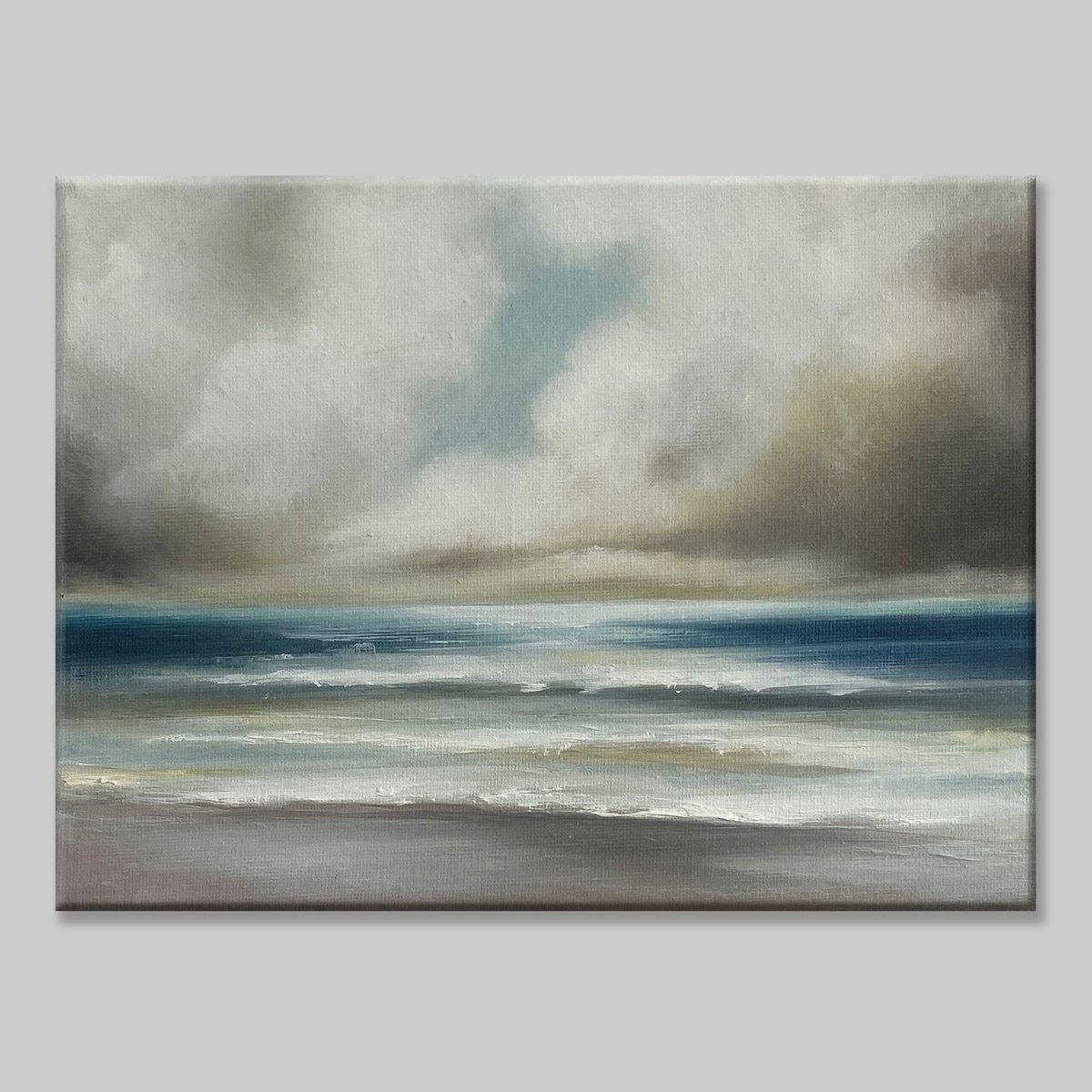 Expressive Landscape Oil Painting By Mullo Art, 9 X 7", Seascape Study 02, Original Artwork