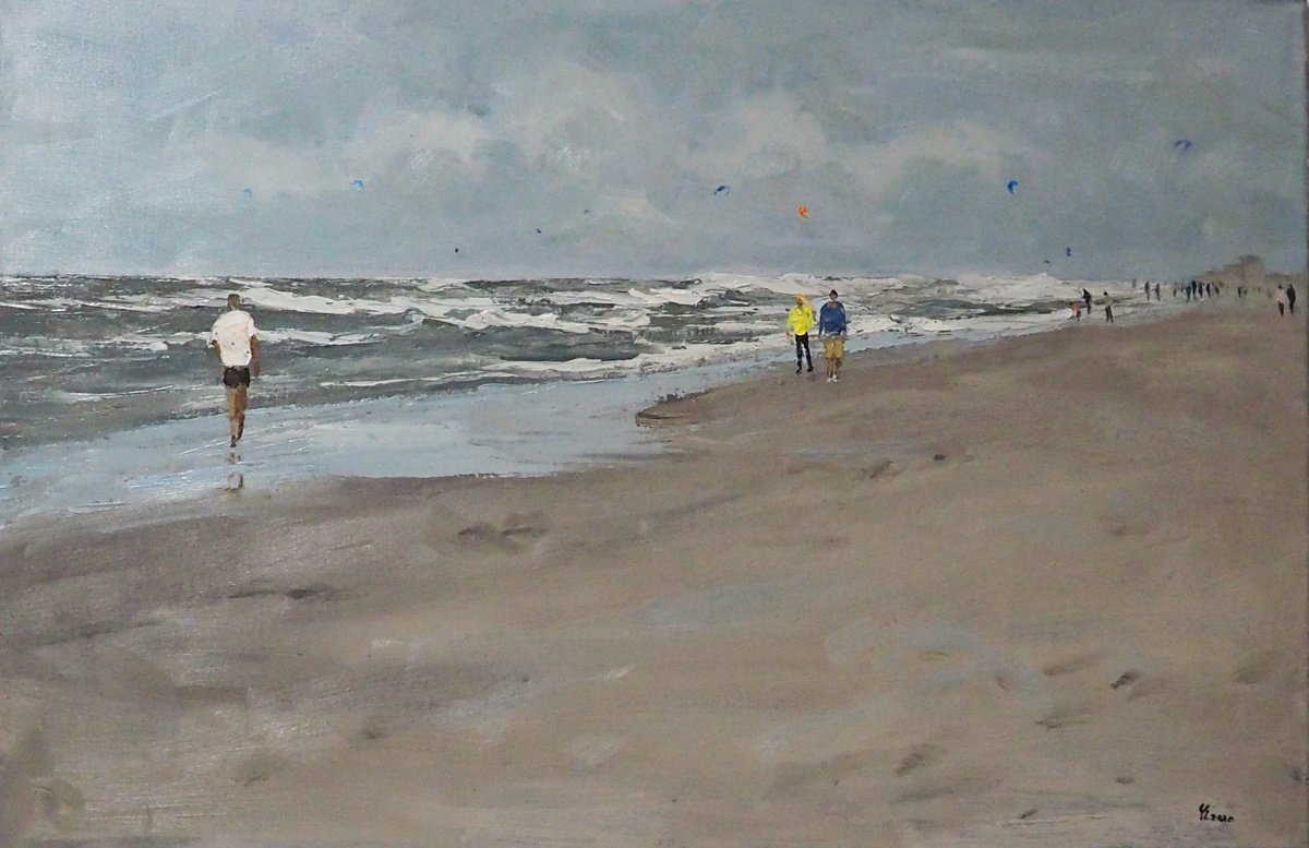 Impressionistic Landscape Oil Painting By Yuanyuan Liu, 35 X 24", Seascape, Original Artwork