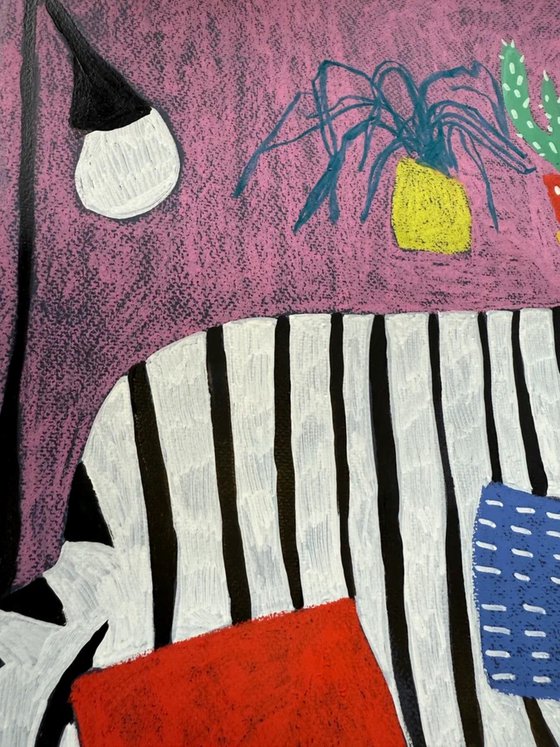 Striped interior with plants