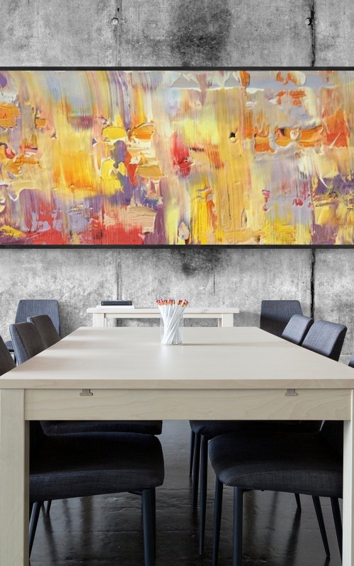 Super huge abstract painting - "Bright reflection" - Abstraction - Huge Abstraction - 350x130 cm by Yaroslav Yasenev