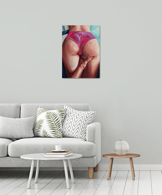 MAN"S PINK HAPPINESS - gift, painting, erotic art, canvas print, fine art paper print, decor art, wall art, poster, office art