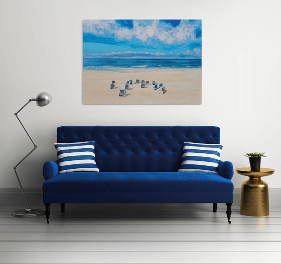 Beach chairs on a lonely beach: Sylt