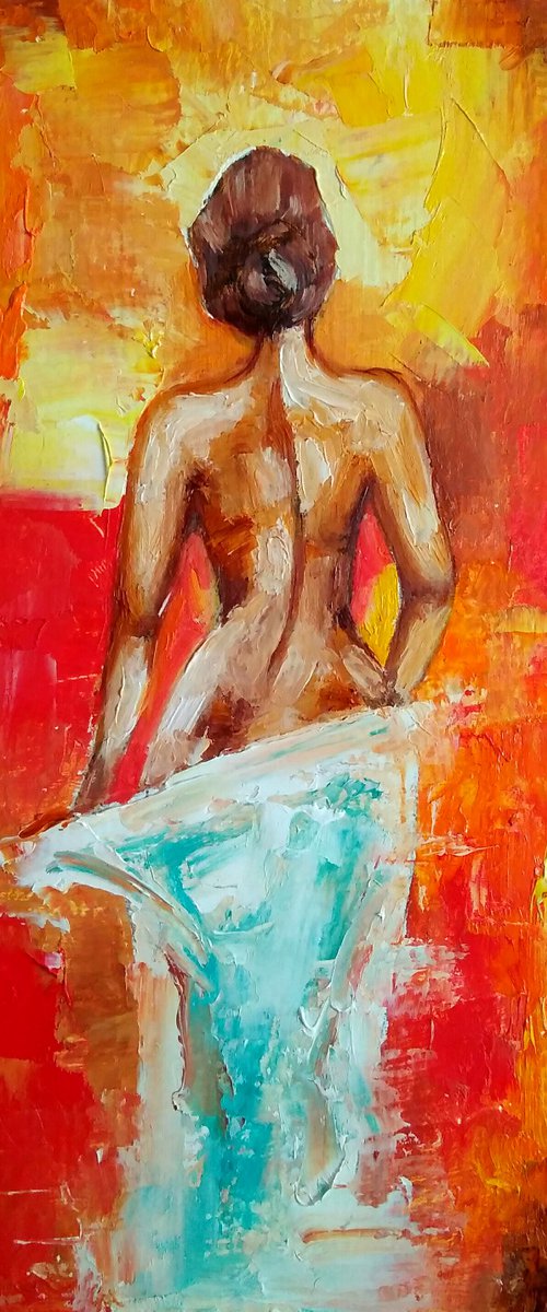 Hot morning, Naked Woman Painting Original Art Female Figure Wall Art Erotic Nudity Artwork by Yulia Berseneva